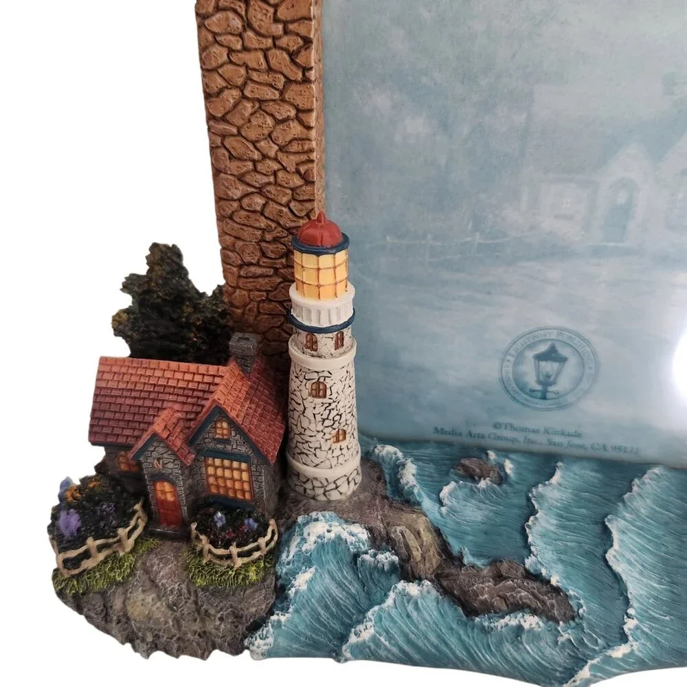 Thomas Kincade Sculpted Frame Beacon Of Hope Lighthouse & Waves for 4”x6” Photo
